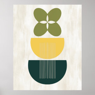 Mid Century Moderne Abstracte kleurrijke botanisch Poster