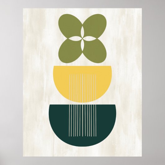 Mid Century Moderne Abstracte kleurrijke botanisch Poster (Voorkant)