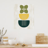 Mid Century Moderne Abstracte kleurrijke botanisch Poster (Keuken)