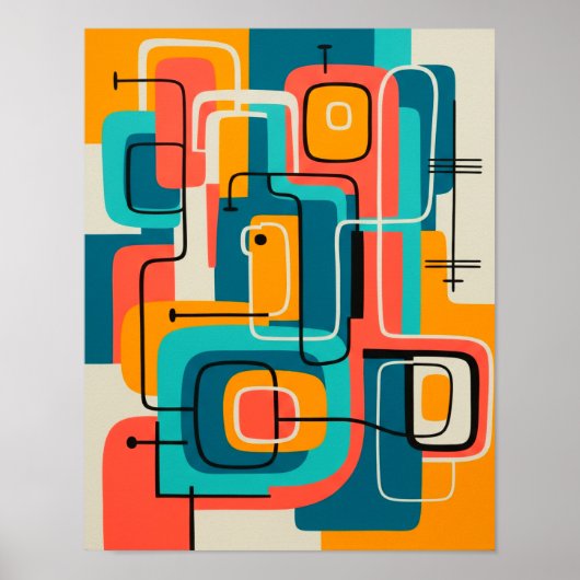 Mid Century Moderne Abstracte Kunst Poster (Voorkant)