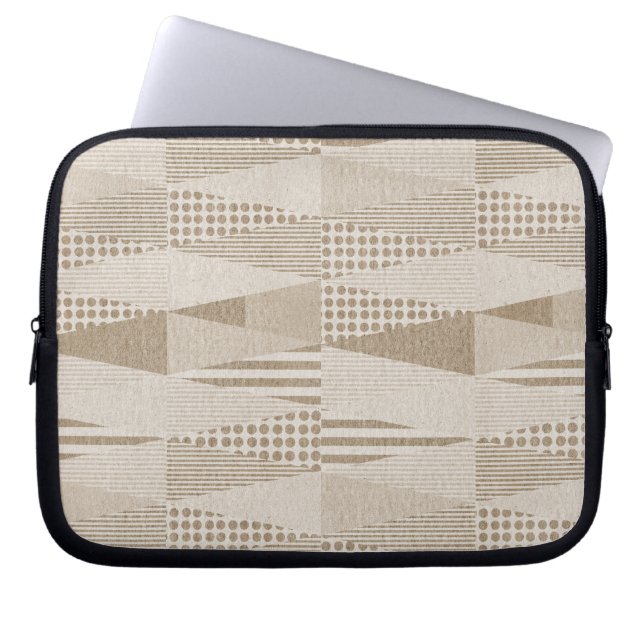 Mid Century Moderne Abstracte Neutrale Druk Laptop Sleeve (Voorkant)