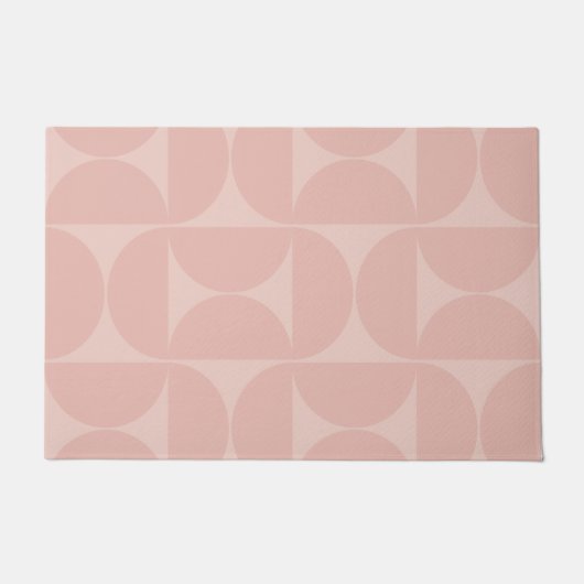 Mid Century Moderne Abstracte Patroon Blush Pink Deurmat (Voorkant)