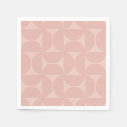 Mid Century Moderne Abstracte Patroon Blush Pink Servet (Voorkant)