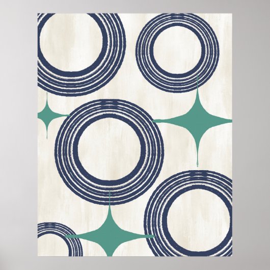 Mid Century Moderne Abstracte Poster-Blauwe Munt Poster (Voorkant)