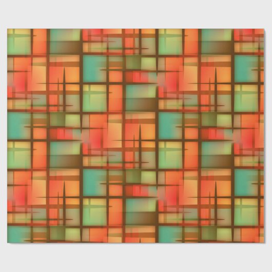 Mid Century Moderne Abstracte Pset Blue Green Red Cadeaupapier (Vlak)