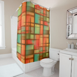 Mid Century Moderne Abstracte Pset Blue Green Red Douchegordijn