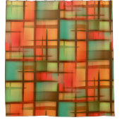 Mid Century Moderne Abstracte Pset Blue Green Red Douchegordijn (Voorkant)