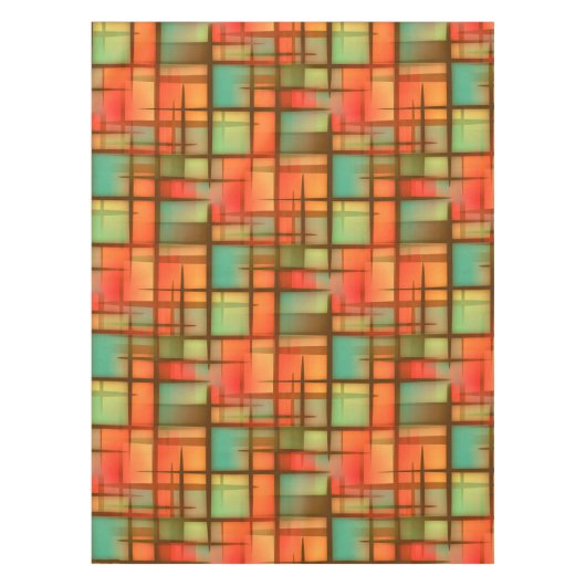 Mid Century Moderne Abstracte Pset Blue Green Red Tafelkleed (Voorkant)