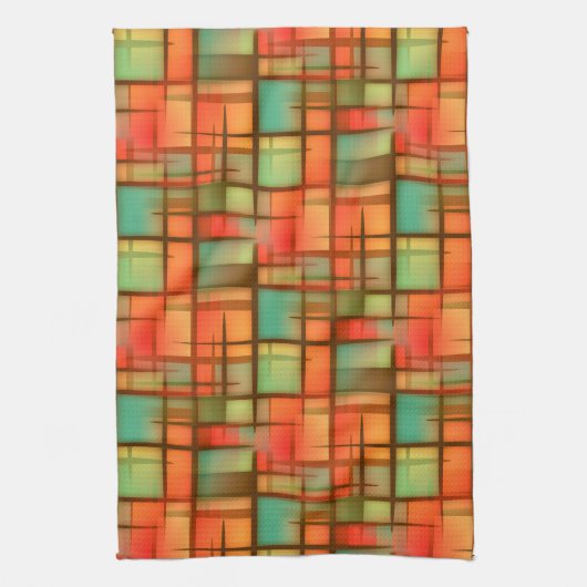 Mid Century Moderne Abstracte Pset Blue Green Red Theedoek (Verticaal)