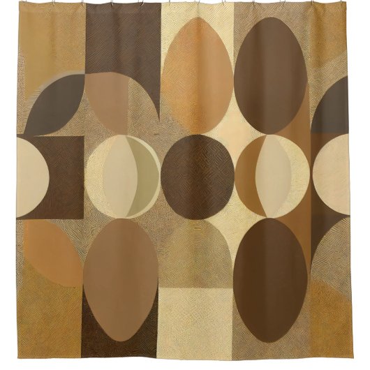 Mid Century Moderne Abstracte Retro Brown Earth To Douchegordijn (Voorkant)