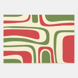Mid Century Moderne Abstracte Retro Kerstmis Inpakpapier Vel