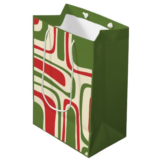 Mid Century Moderne Abstracte Retro Kerstmis Medium Cadeauzakje (Voorkant Gekanteld)