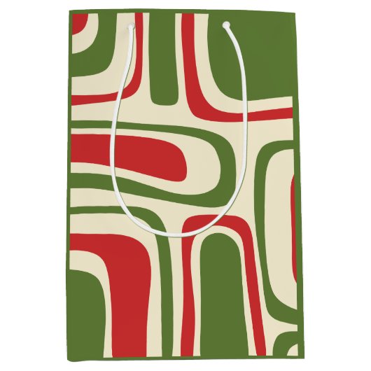 Mid Century Moderne Abstracte Retro Kerstmis Medium Cadeauzakje (Voorkant)