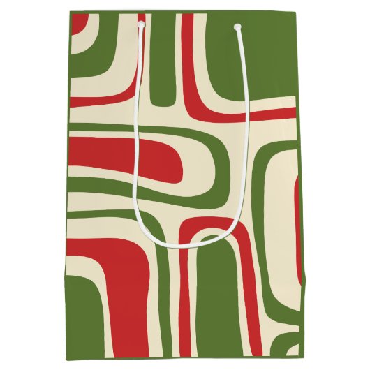 Mid Century Moderne Abstracte Retro Kerstmis Medium Cadeauzakje (Achterkant)