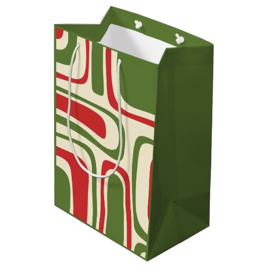 Mid Century Moderne Abstracte Retro Kerstmis Medium Cadeauzakje (Achterkant Gekanteld)