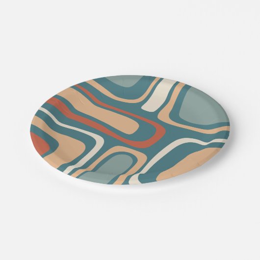 Mid Century Moderne Abstracte Retro Palm Springs Papieren Bordje (Gekanteld)