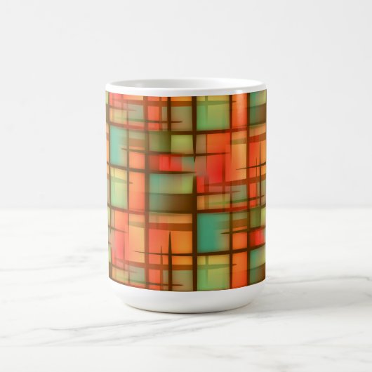 Mid Century Moderne Abstracte speldenblauw groen Koffiemok (Center)