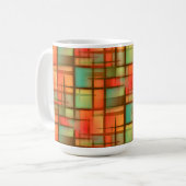 Mid Century Moderne Abstracte speldenblauw groen Koffiemok (Voorkant links)