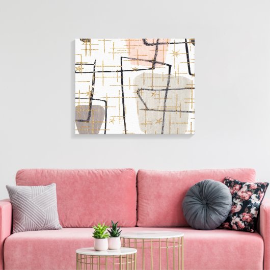 Mid Century moderne Abstracte stretched canvas pri (Insitu (Woonkamer))