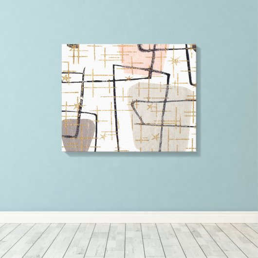 Mid Century moderne Abstracte stretched canvas pri Afdruk (Insitu (Houten vloer))