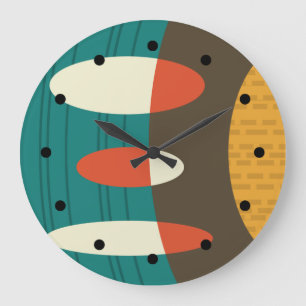 Mid Century Moderne Abstracte vinylkleurig Grote Klok