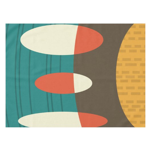 Mid Century Moderne Abstracte vinylkleurig Tafelkleed (Voorkant (Horizontaal))