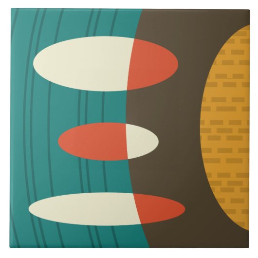 Mid Century Moderne Abstracte vinylkleurig Tegeltje (Voorkant)
