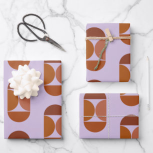 Mid Century Moderne Abstracte vorm Paars Brown Inpakpapier Vel