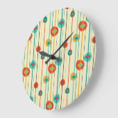 Mid-century moderne acrylwandklok, gestript grote klok (Hoek)