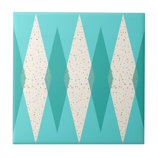 Mid Century Moderne Argyle Ceramic Tile Tegeltje (Voorkant)