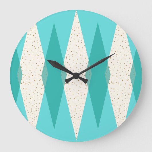 Mid Century Moderne Argyle Round Wall klok (Voorkant)