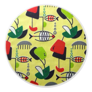 Mid Century Moderne atoomontwerpkeramische puin Keramische Knop