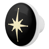 Mid Century moderne atoomster zwart & crème Keramische Knop (Rechts)