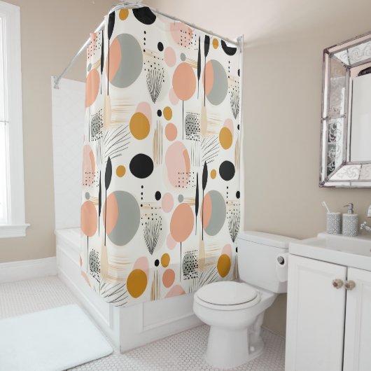 Mid Century moderne badkamer Douchegordijn (In situ)