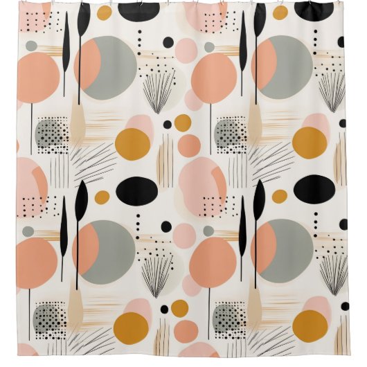 Mid Century moderne badkamer Douchegordijn (Voorkant)