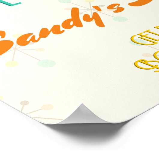 Mid Century Moderne Birthday Theme Welkom Poster (Hoek)