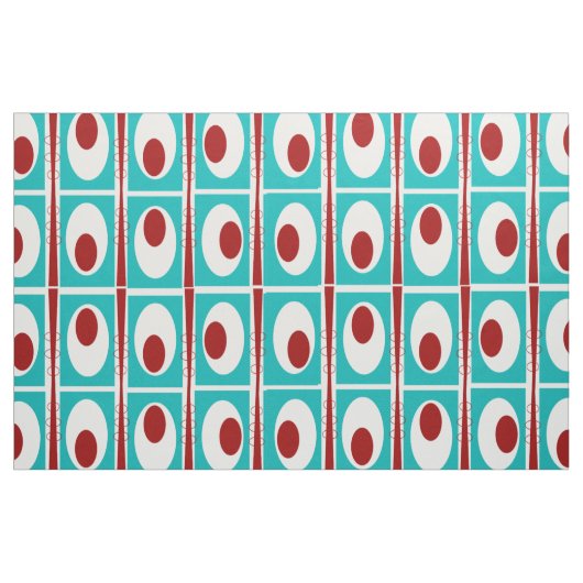 Mid-Century Moderne Blauwgroen Abstracte ovalen ve Stof (Yard (91,4 cm))