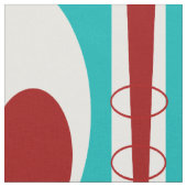 Mid-Century Moderne Blauwgroen Abstracte ovalen ve Stof (Close Up)