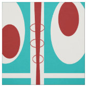 Mid-Century Moderne Blauwgroen Abstracte ovalen ve Stof (Swatch)