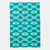 Mid Century Moderne Blauwgroen Aqua Geometric Theedoek (Verticaal)
