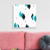Mid Century Moderne Blauwgroen diamanten Canvas Afdruk (Insitu (Woonkamer))