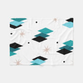 Mid Century Moderne Blauwgroen diamanten Fleece Deken (Voorkant (Horizontaal))