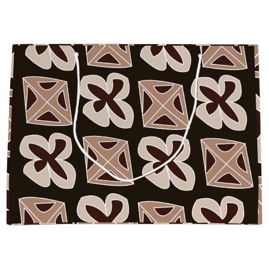 Mid Century Moderne Bloemen Geometrische Groot Cadeauzakje (Voorkant)