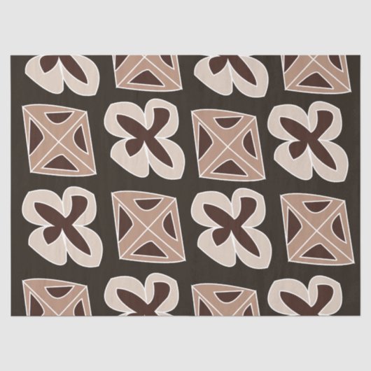 Mid Century Moderne Bloemen Geometrische Tissuepapier (Voorkant)