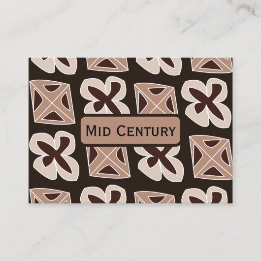 Mid Century Moderne Bloemen Geometrische Visitekaartje (Voorkant)