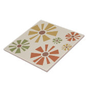 Mid Century Moderne bloemen veelkleurig Tegeltje (Zijkant)