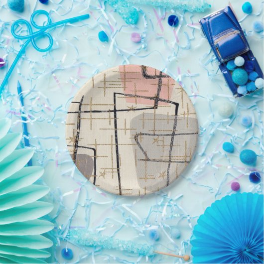 Mid Century Moderne Bord van Abstract papier (Feest)