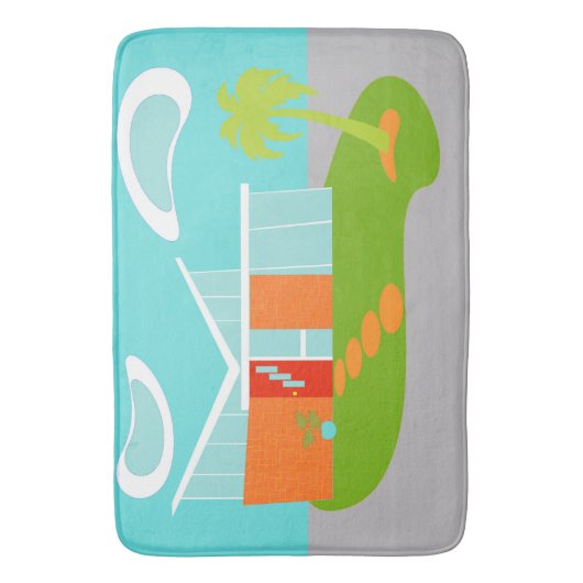 Mid Century Moderne Cartoon House Bath Mat (Voorkant Verticaal)