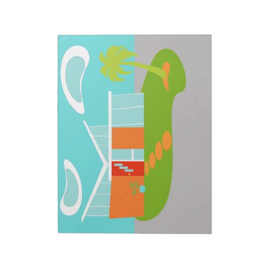 Mid Century Moderne Cartoon House Blocnote (Linkerzijde)