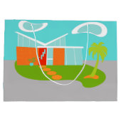 Mid Century Moderne Cartoon House Gift Bag Large Cadeautasje (Achterkant)